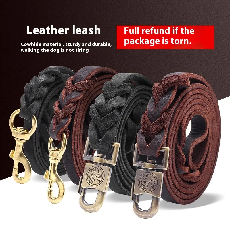 Leather Strap Quick Release - Correa para perro de cuero genuino: