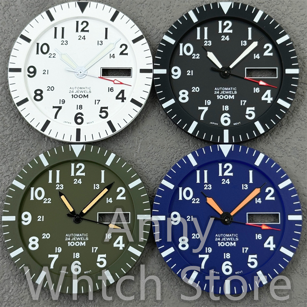 Seiko Watch 5 Sports - Esfera de reloj luminosa verde modificada,